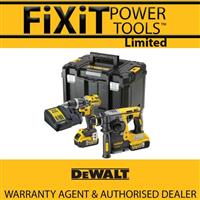 DeWalt DCK207P2T-GB 18v XR Combi Drill & SDS+ Plus Rotary Hammer Drill Twin K...