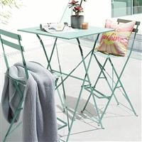 2 Seater Green Metal Foldable Bistro Set Outdoor Garden Patio Table & Two Chairs