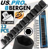 US PRO 3/8"Inch Drive IMPACT Socket Set Shallow Impact Sockets 8mm-19mm 6PT 3834