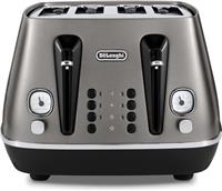 De'Longhi CTIN4003.TB Distinta Titanium 4 Slice Toaster Defrost Function 1800W