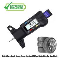 Digital Tyre Depth Gauge Tread Checker LCD Tool For Motorbike Car Van Bike Black