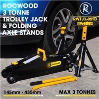 Trolley Jack 3 Ton Tonne Hydraulic Floor Jack & Folding Axle Stand Set 145-435mm