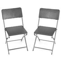 Folding Garden Chairs Rattan Effect Outdoor Camping Dining Set Of 2 Christow