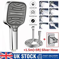 NEW Bath High Pressure Shower Head 8 Mode LARGE Chrome Handset Head Water Saving
