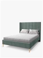 Koti HomeAdur Upholstered Bed Frame, King Size, Vintage Velvet Airforce