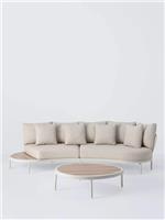 John Lewis Lozenge 4-Seater Modular Curved Garden Sofa & Coffee Table Set Cream