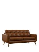 John Lewis Barbican Large 3 Seater Leather Sofa, Light Leg, Premium Caramel