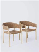 John Lewis Burford Garden Woven Dining Chairs, Set of 2 Acacia Wood Natural