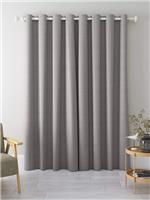 John Lewis Textured Weave Pair Blackout Lined Eyelet Curtains, Pale Grey, W228 x