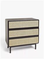 John Lewis Rattan 3 Drawer Chest, Black