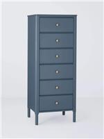 John Lewis Pillar 6 Drawer Tallboy Chest, Blue