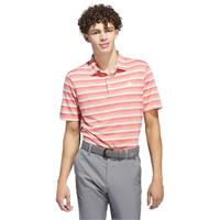 adidas Golf Mens Striped Polo Shirt - Preloved Scarlet/Ivory - L - L Regular