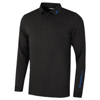 J.Lindeberg Mens Tour Tech Long Sleeve Polo Shirt - Black Melange - S - S Regular
