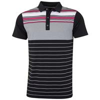 Bobby Jones Mens Rule 18 Tech Cove Stripe Polo Shirt - Black - S - S Regular