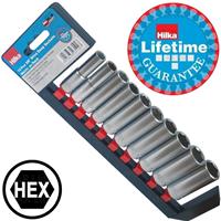 Hilka DEEP HEX SOCKETS 3/8" dr Deep Sockets in Metric 10-19mm Long reach