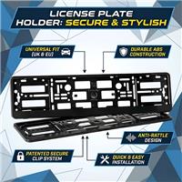 2x Black ABS Number Plate Surrounds Holder Frame for all cars