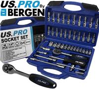 BERGEN Socket Set 46pc 1/4" Drive Tool Set With Ratchet Torx Hex UJ Adaptor PZ2