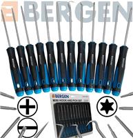 BERGEN Mini Hook & Pick Set+ Magnetic Precision Torx Drivers & Screwdrivers 12pc