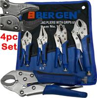 BERGEN Locking Pliers 4pc Mole Grips Adjustable Wrench Vice Grips Pliers Long No