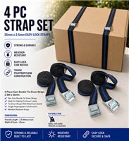 PACK OF 4 CAM BUCKLE TIE DOWN STRAPS ROOF RACK TRAILERS CARGO 25MM X 2500MM LONG