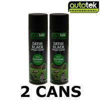 2x AUTOTEK Professional Satin Black 500ml Spray Paint High Coverage