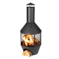 Patio Heater Chimenea Garden BBQ Fire Pit Outdoor Chimnea Steel Black Log Store