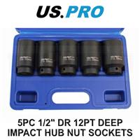 US PRO Tools 5pc 1/2" dr Deep Impact Hub Nut Socket 30, 32, 34, 35, 36mm B1431