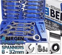 BERGEN 8mm - 32mm Metric Gear Ratchet Combination Wrench / Spanner Set 8-32mm