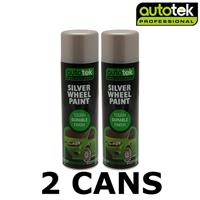 2x AUTOTEK Professional Silver Wheel Paint 500ml Spray Paint High Coverage