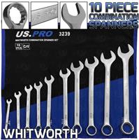 BERGEN US PRO Whitworth Combination Combi Spanner Wrench Set 1/8 - 11/16 10pcs