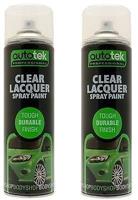2 X AUTOTEK Clear Laquer Spray Acrylic Top Coat 500ml