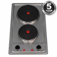 SIA PHP301SS 30cm Stainless Steel Compact 2 Zone Electric Solid Plate Domino Hob