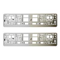 2 x SUPER CHROME EFFECT NUMBER PLATE HOLDER SURROUND CAR