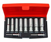 Bahco S0810L 1/4" Drive 10 Piece Deep Long Metric Socket Set 4-13mm