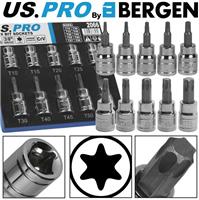 US PRO TORX BIT Socket Set 3/8" Torx Star Keys TRX TX T Torks Sockets T10 - T55