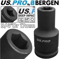 BERGEN 17mm 3/4" Dr DEEP IMPACT SOCKET 6 Point HEX Long Reach IMPACT SOCKET HD