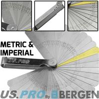 Feeler Gauge BERGEN 32 Blade Dual Marked Metric Imperial Feeler Gage Brass Blade
