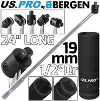 BERGEN BREAKER BAR 19mm 1/2" Dr Deep Impact Socket 24" Long Strong Arm Power Bar
