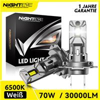 NIGHTEYE 2X H7 LED Headlight Bulbs Kit 70W 30000LM Hi-Lo Beam 6500K Super Bright