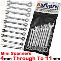 BERGEN Mini Spanners 10pc Model Makers Mini Small Combination Wrench Set 4m-11mm