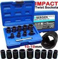 BERGEN IMPACT Twist Socket Set Locking Wheel Nut Remover Nut Bolt Stud Extractor