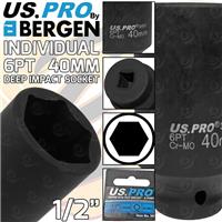 40mm 1/2" Drive Axle Hub Nut Socket 6 Point Deep Impact Socket US PRO BY BERGEN