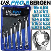 US PRO E-TORX Spanners 6pc Star Torx Double Box Wrench Set Female Torx E6 To E24