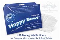 Happy Bowl 50x Biodegradable Toilet Bowl Liners Caravan RV Motorhome Camping