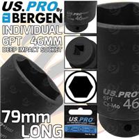 46mm 1/2" Drive Deep Impact Socket 6 Point Deep Impact Socket 79mm Long US PRO