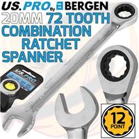 US PRO 20mm Ratchet Spanner 72 Tooth Ratchet Combi Spanner Open & Ring End Wrenc
