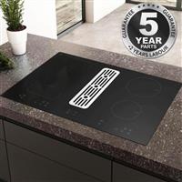 SIA 80cm Black Induction Hob With Built In Downdraft Extractor Fan & Filter