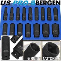 BERLIN DEEP IMPACT SOCKET Set 1/2"Dr 16pc 10mm-32mm 6pt Hex Long Reach Sockets