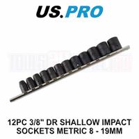US PRO Tools 12pc 3/8'' Dr Shallow Impact Socket Set Metric 8-19mm 6 point 3834