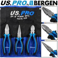 US PRO 8" Soft Grip Combination Pliers Side Cutters Long Nose Pliers Set 3 Piece